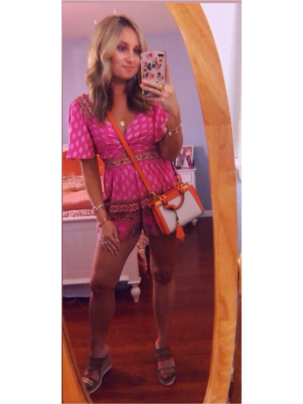 miami Pink Printed Wrap-Style Women’s Shorts Romper